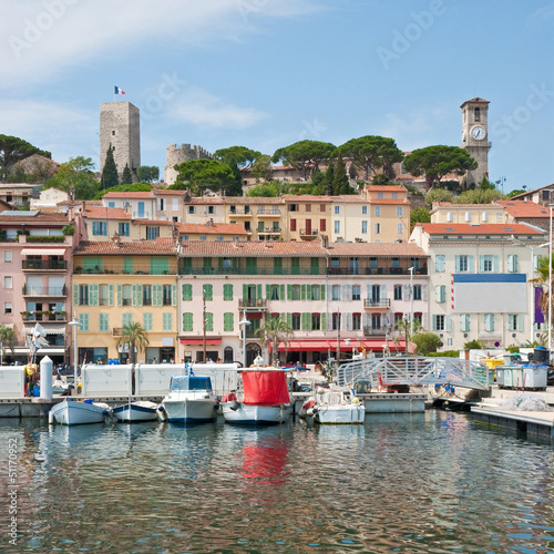 Old city and harbor in Cannes, France photo