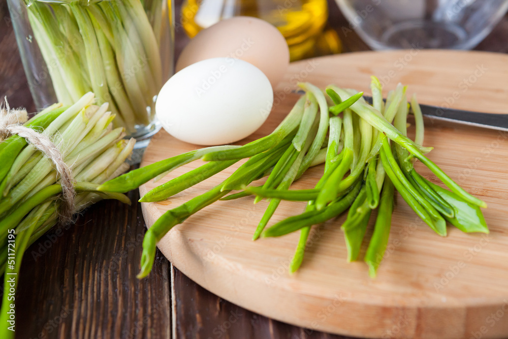 Spring green for salad, leek Spring green for salad, leek