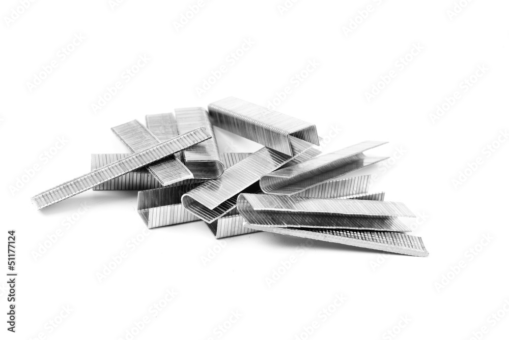 Staples macro isolated on white background Staples macro isolated on white background