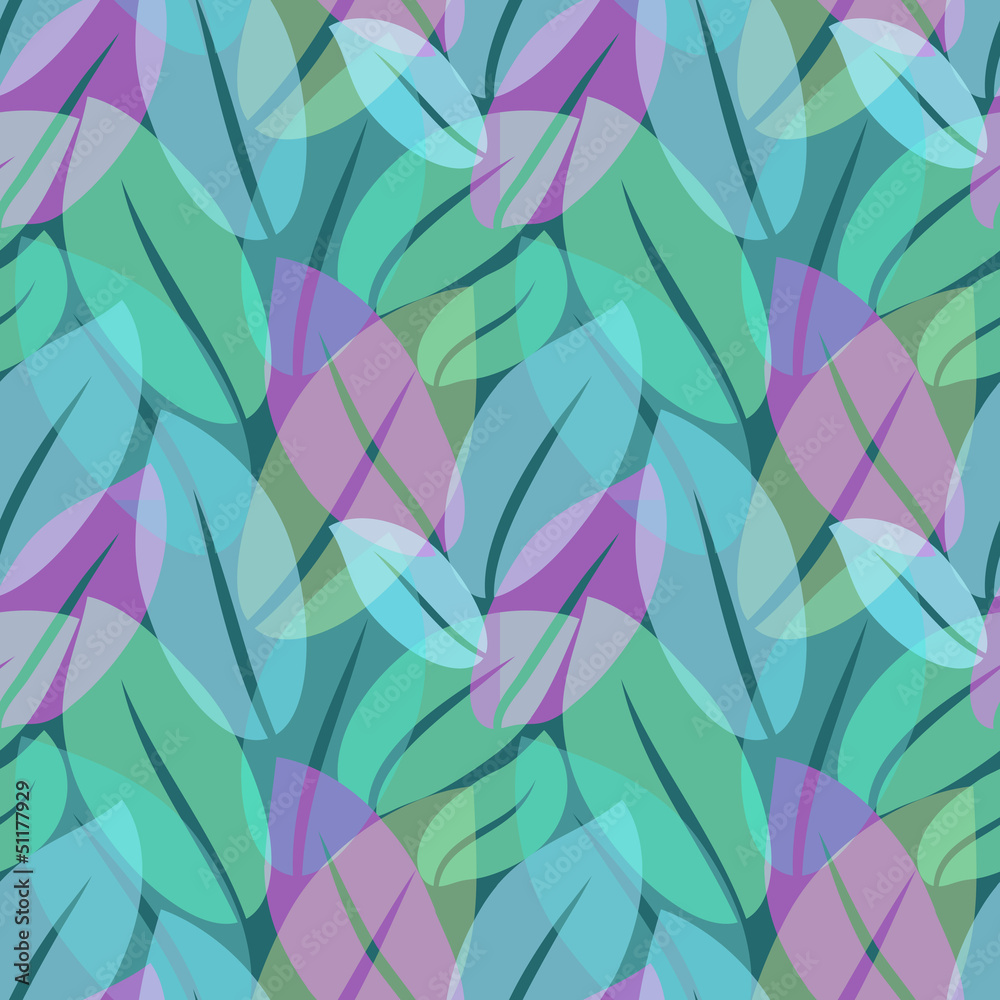 Seamless transparent multicolored foliage