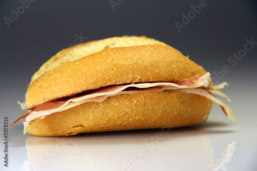 Sandwich Spain typical bread with Serrano ham