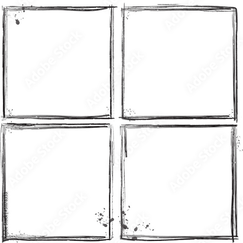 Set of grunge frames. Vector illustration.
