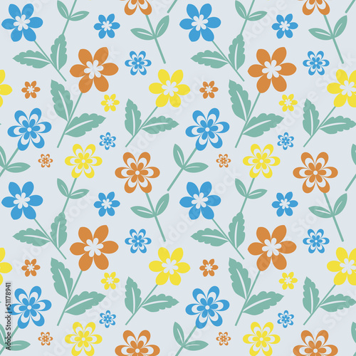 Seamless floral pattern with multicolored flowers