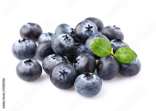 Sweet blueberries with leaf