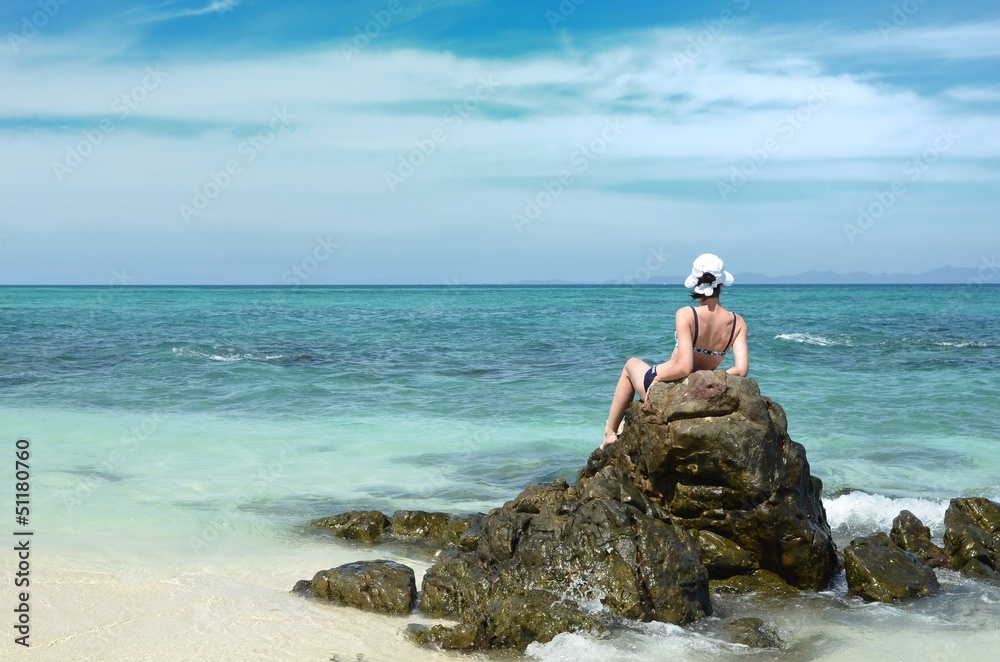 girl on the rock bamboo island