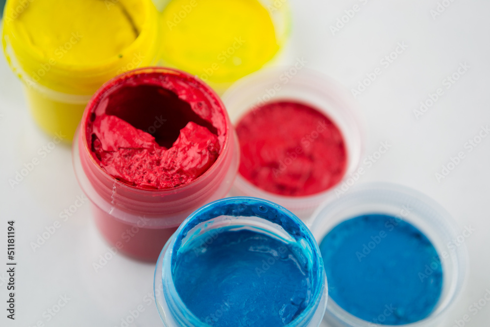 Gouache paint isolated on white Gouache paint isolated on white