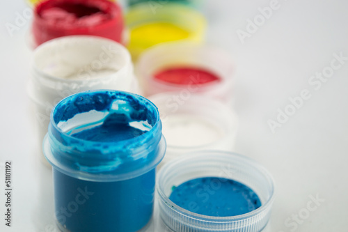Gouache paint isolated on white