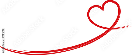 Banner Red heart with wake
