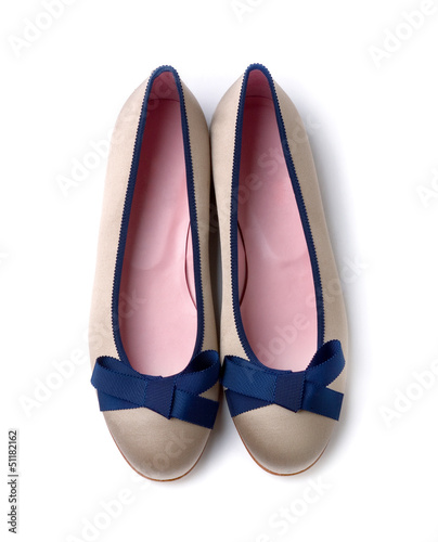 Vászonkép Blue bow pearl grey ballerinas