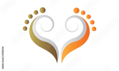 Concept pieds coeur orange