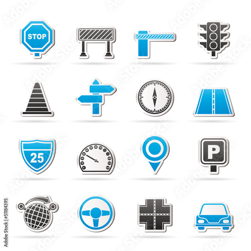 Road and Traffic Icons - vector icon set