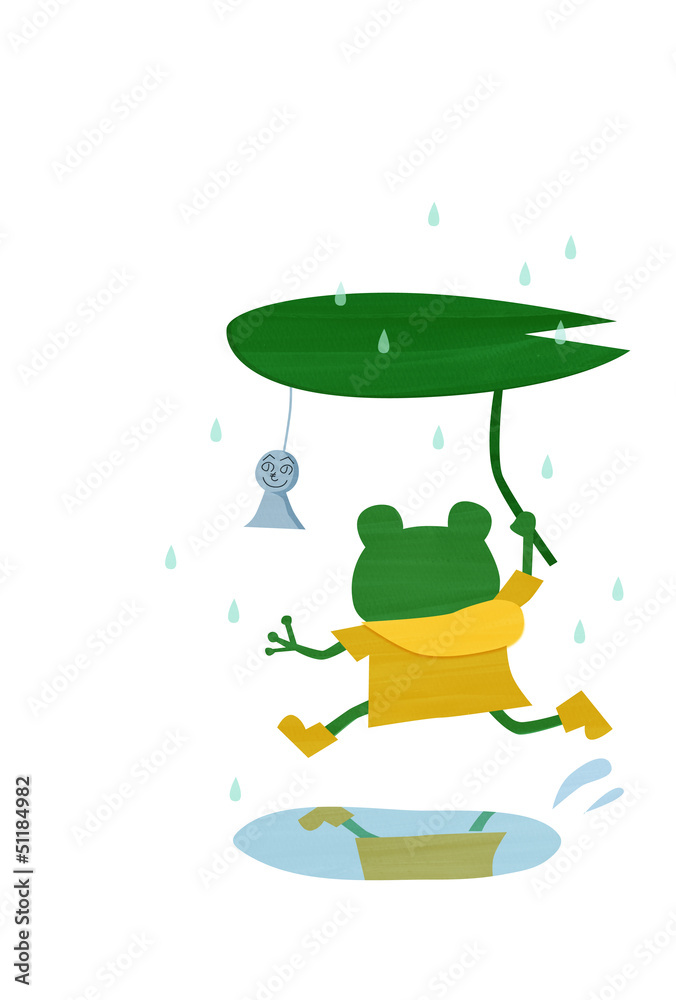 Fototapeta premium カエルと雨