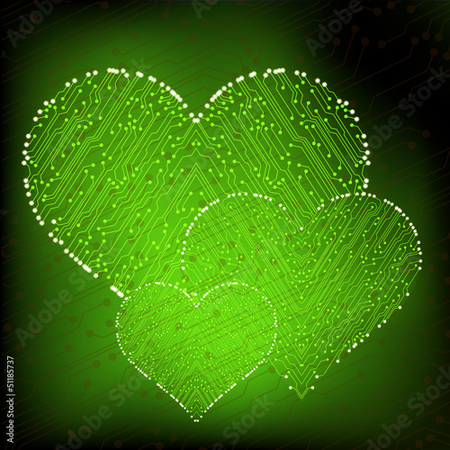 valentine's day circuit heart. eps10 vector illustration