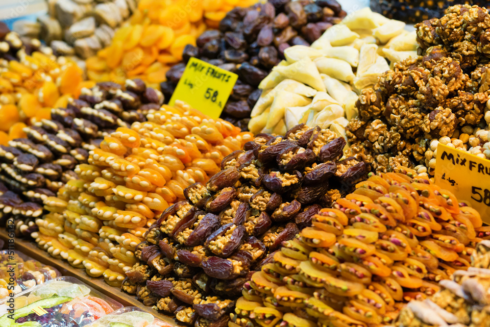Dry fruits on the Spice market of Istanbul