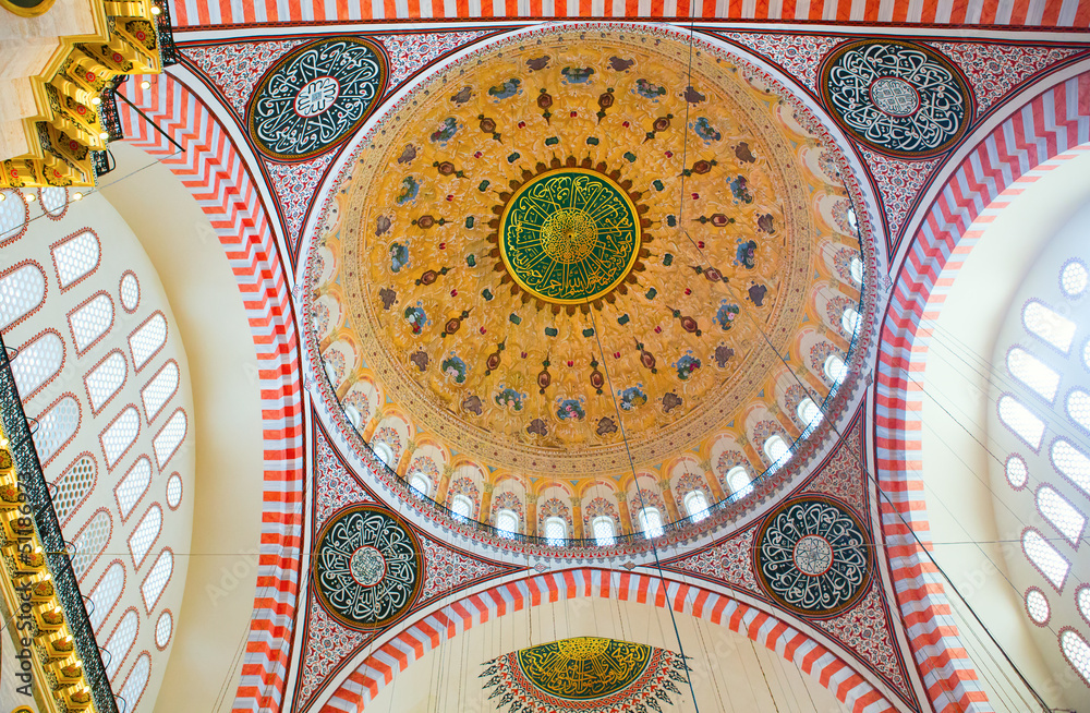 Ceiling of Suleimaniye Mosque in Istanbul
