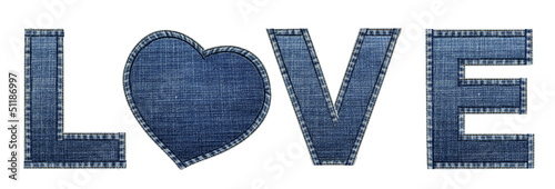 love word made from denim texture