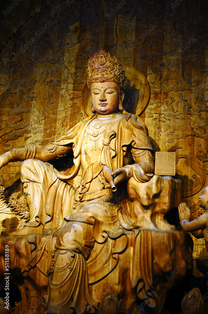 Wood-carving Buddha