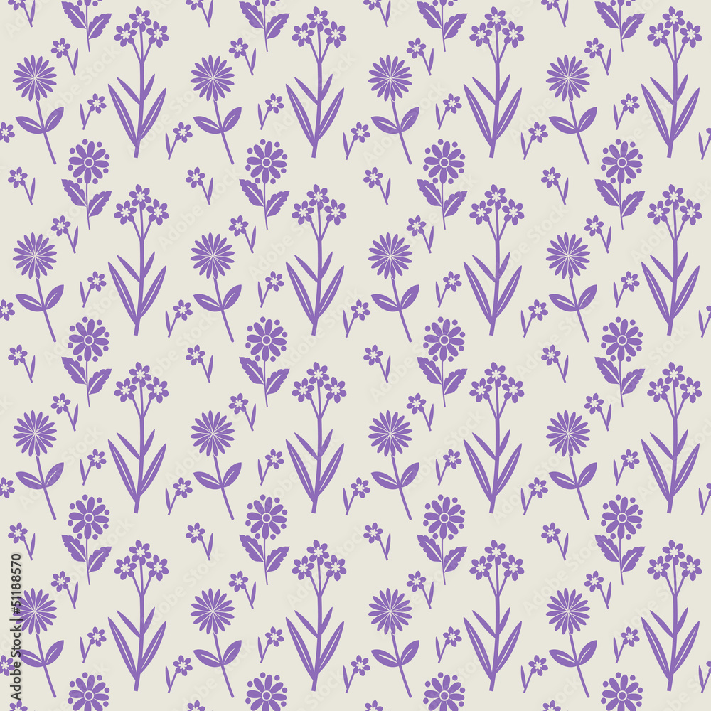 Seamless floral pattern with violet flowers Seamless floral pattern with violet flowers