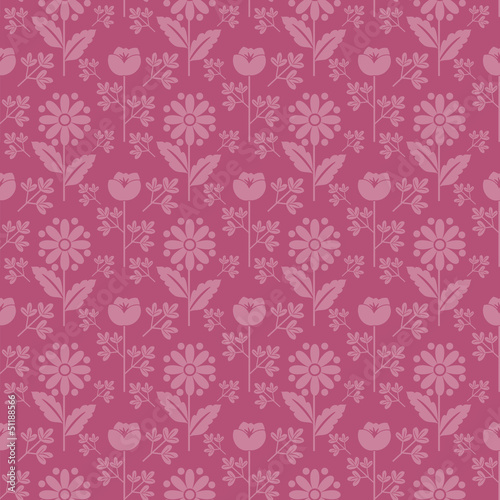 Seamless floral pattern with pink flowers