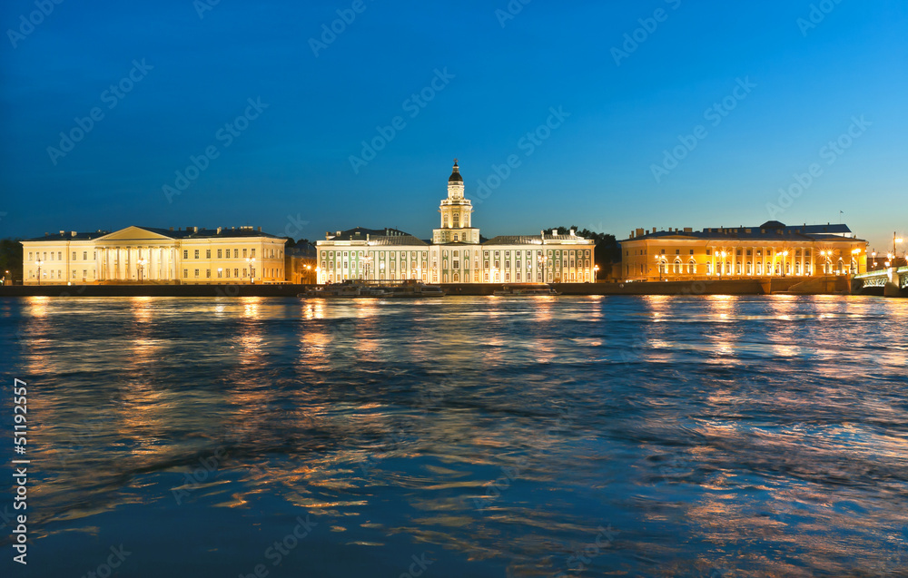 University quay of Vasilevsky Island. St.-Petersburg, Russia