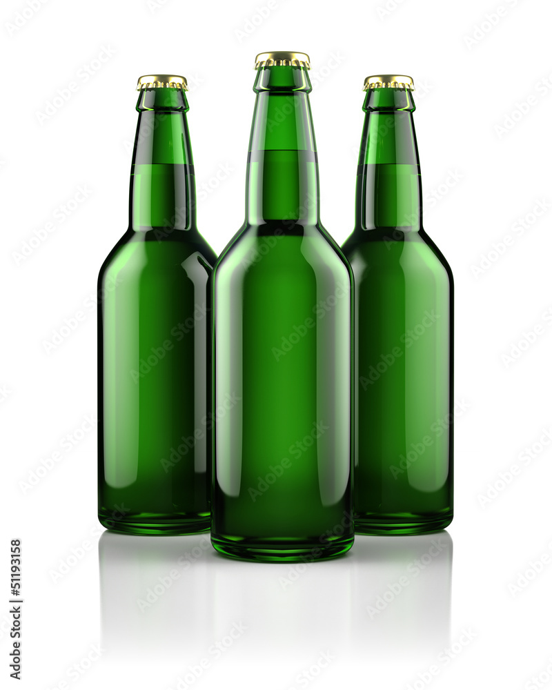 Three beer bottles isolated on white Three beer bottles isolated on white