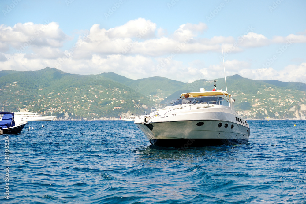 Small yacht in the sea in Portofino