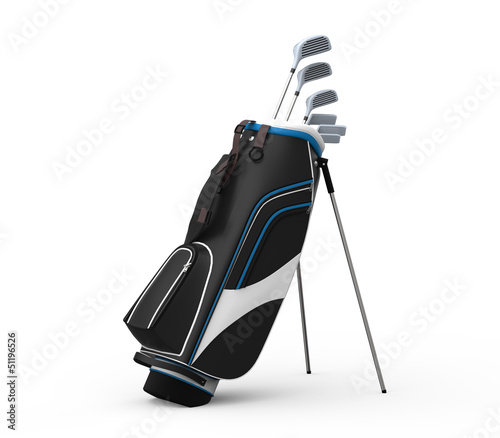 Golf clubs and Bag Isolated on White Background