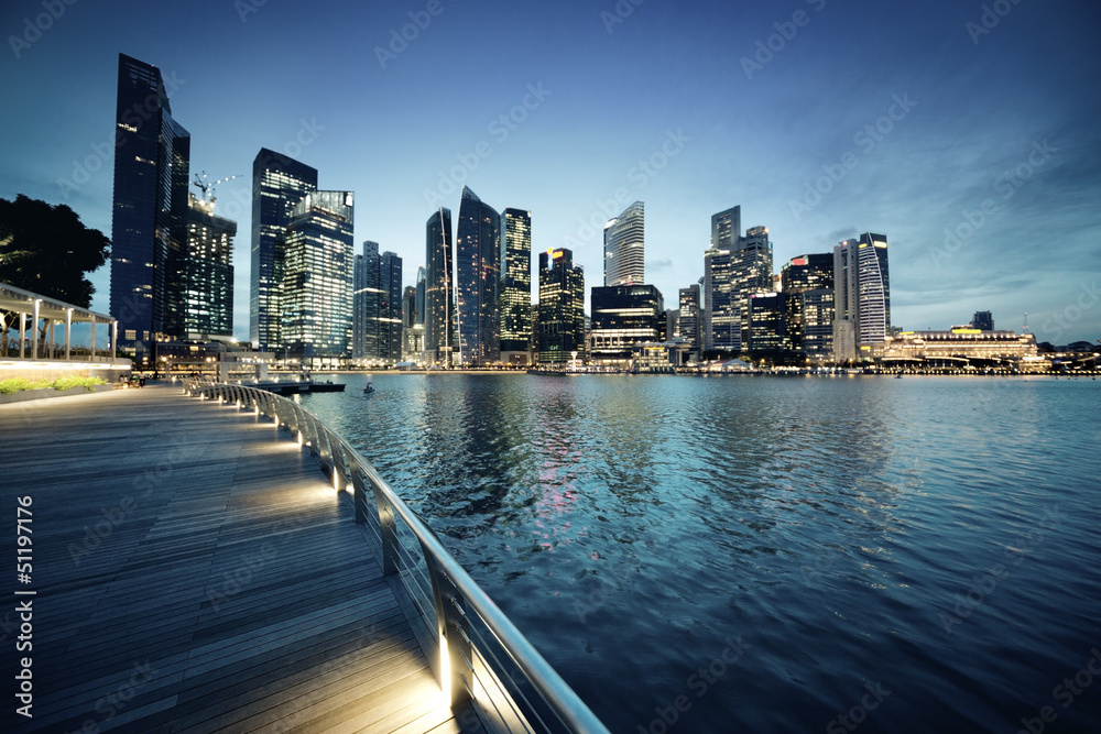 Obraz premium Singapore city in sunset time