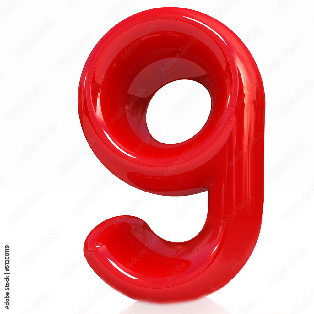 3d number nine on white background 3d number nine on white background