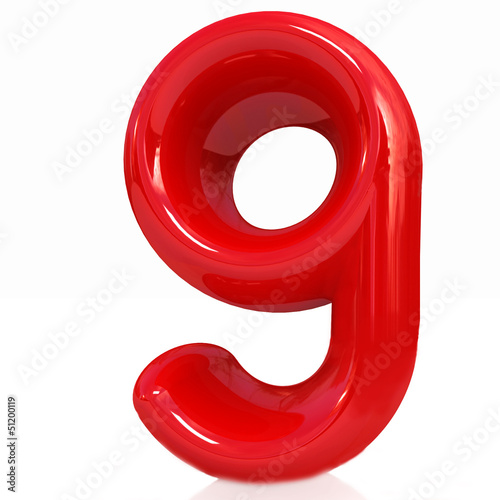 3d number nine on white background