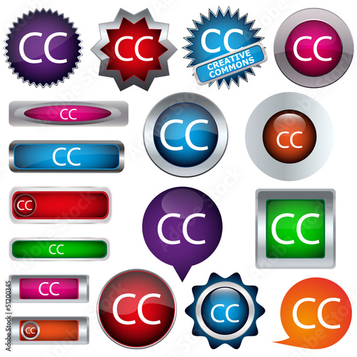 set of colored buttons labeled Creative Commons