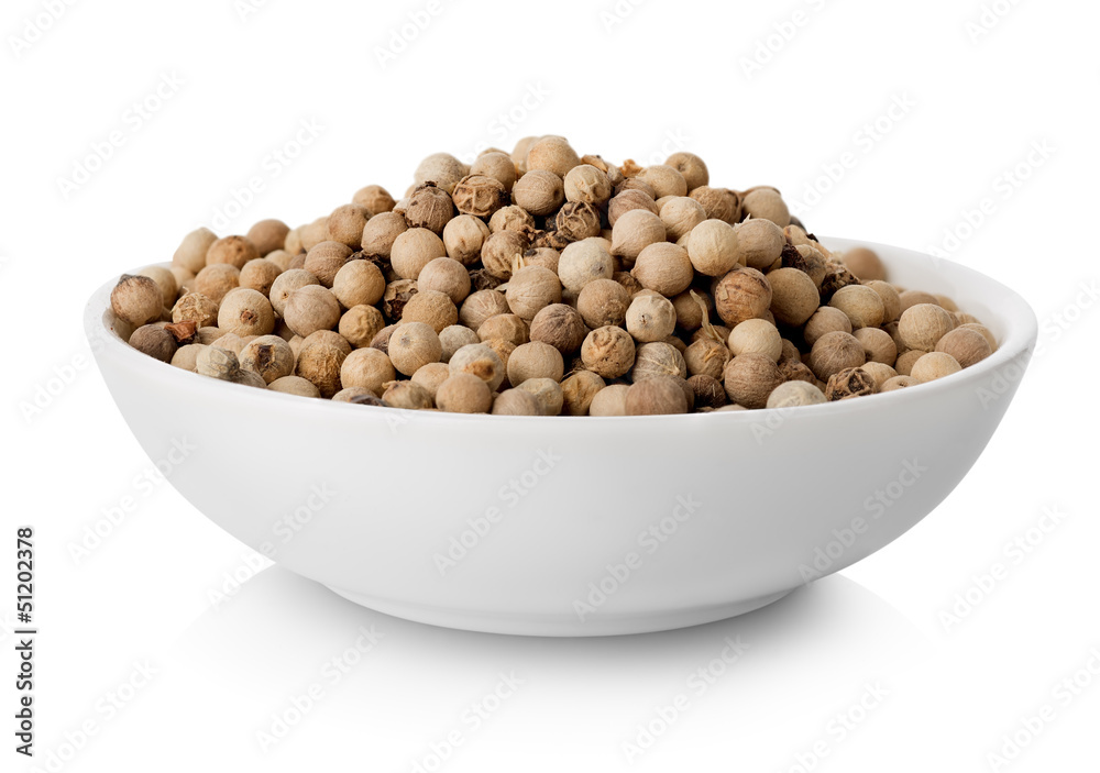 White pepper in plate White pepper in plate
