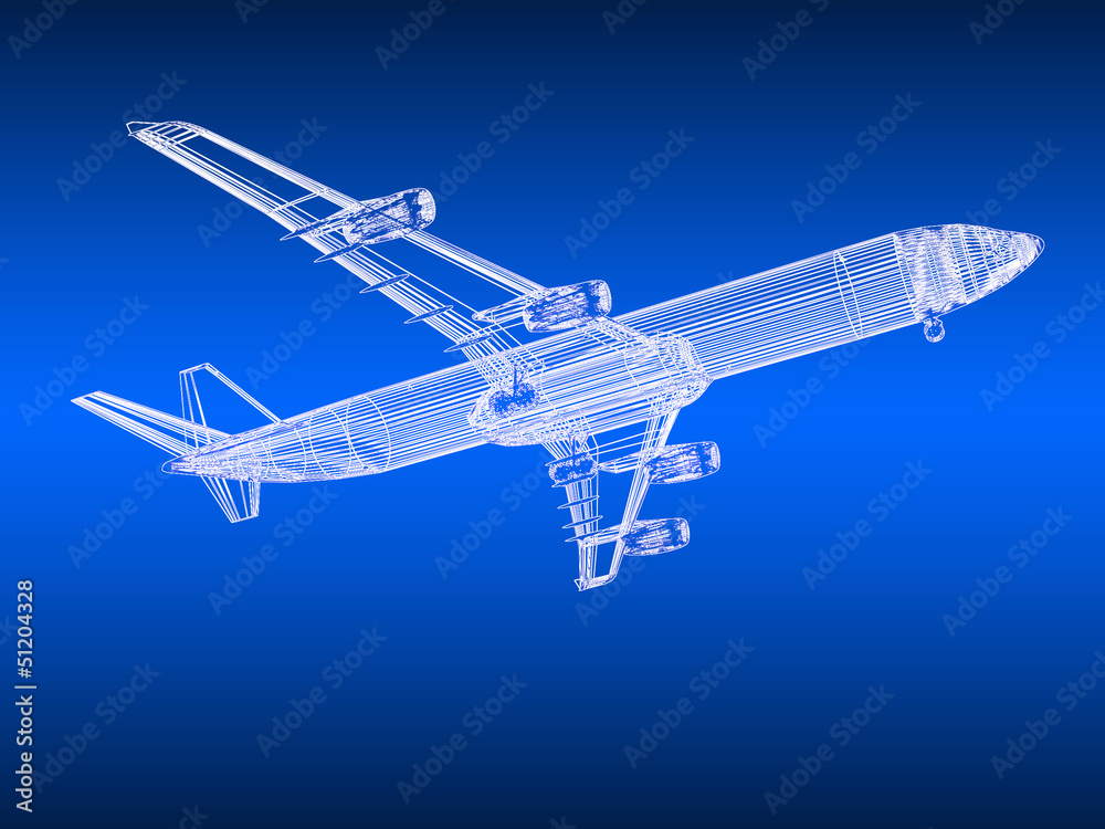 3d model Flying airplane on gradient background 3d model Flying airplane on gradient background