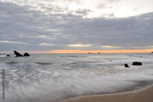 Sunrise at Es Figueral beach  Ibiza  Spain 