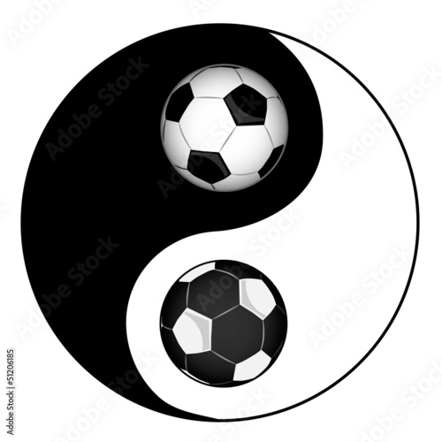 Football. Philosophy football. Yin yan symbol of harmony and bal