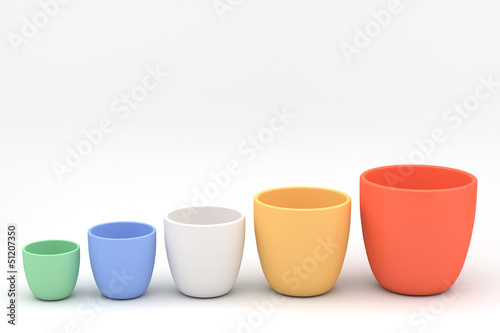 Various color ceramics flowerpot set, rendered models