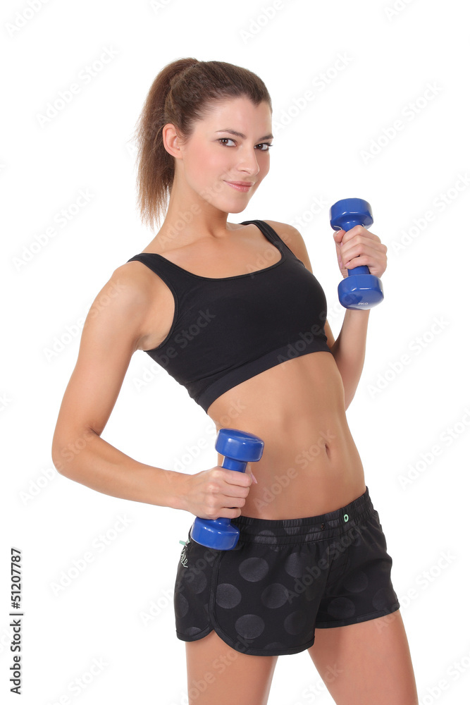 girl with dumbbells