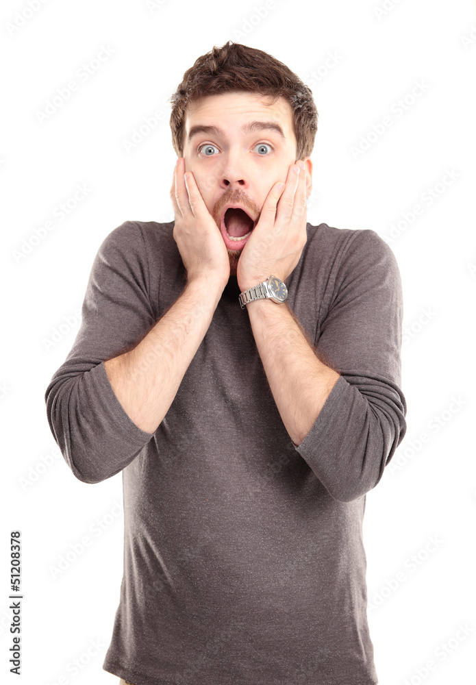 Portrait of young man with shocked facial expression, isolated Portrait of young man with shocked facial expression, isolated