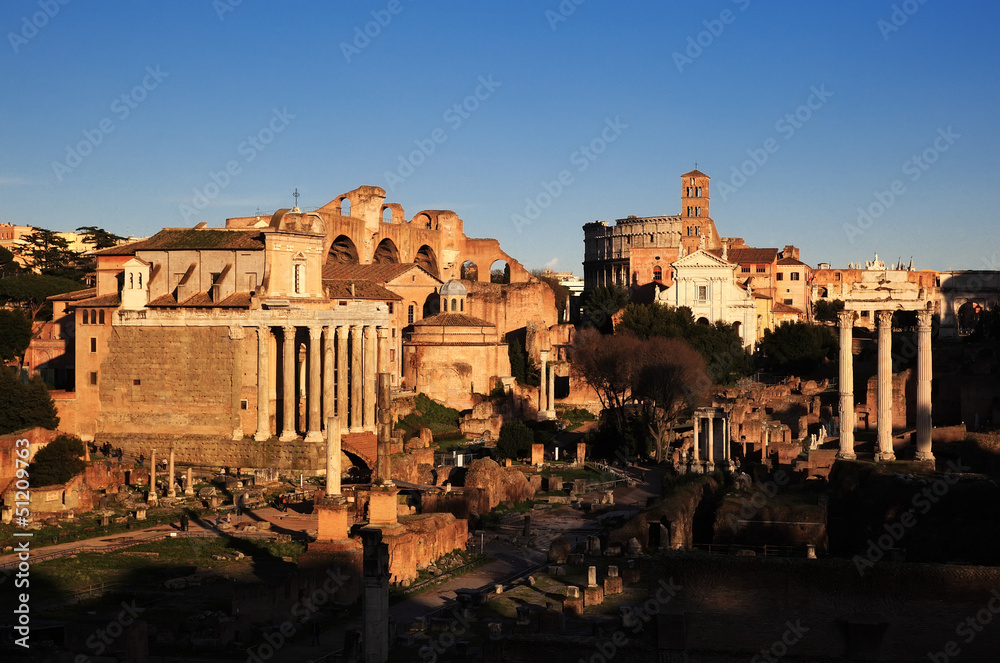 Ruins of Rome Forum in Rome, Italy