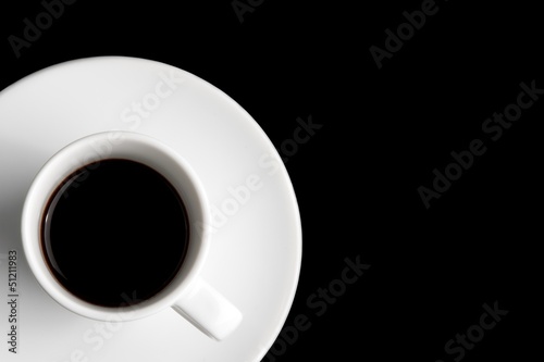 black coffee in a corner with space for text