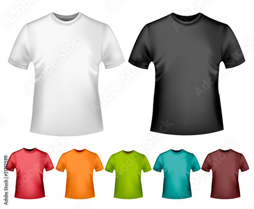 Black and white and color men polo t-shirts. Design template. Ve