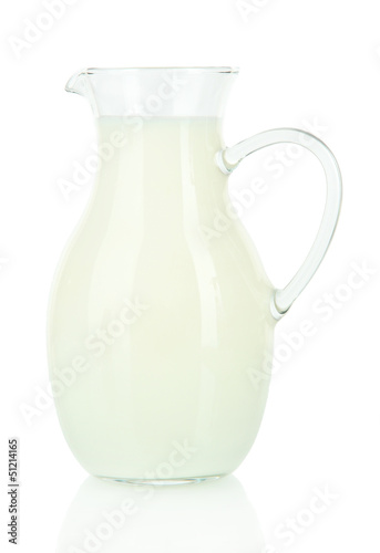 Pitcher of milk isolated on white