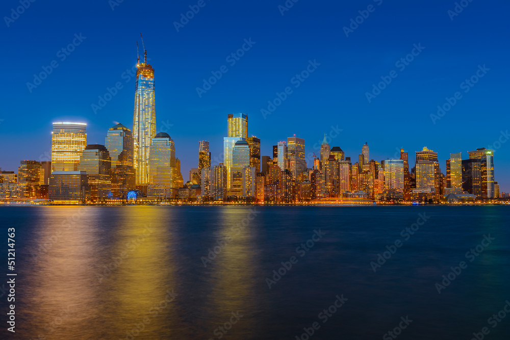 Manhattan skyline at night, New-York, USA