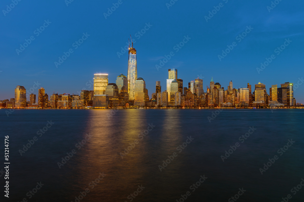 Lower Manhattan skyline at night New York -City