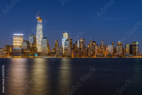 Lower Manhattan skyline at night New York City