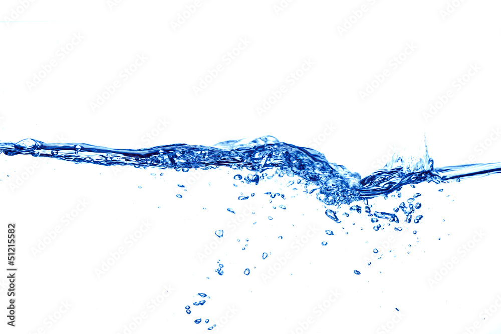 Clean water and water bubbles in blue Clean water and water bubbles in blue