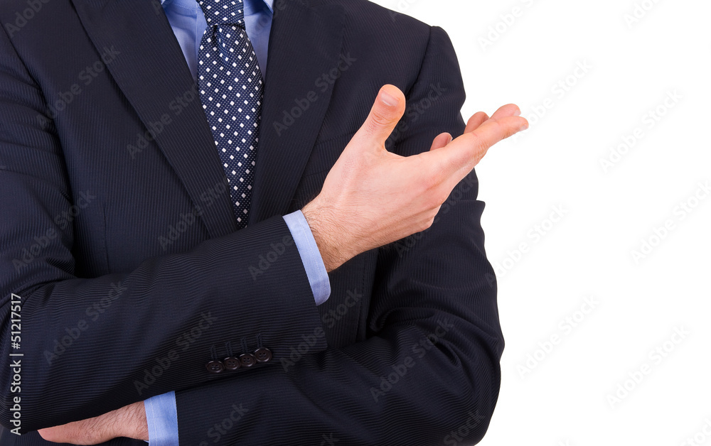 Businessman gesturing with hand. Businessman gesturing with hand.