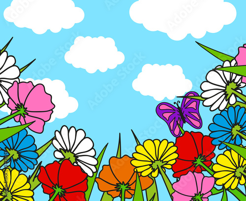 Look at the sky while lying on a meadow  vector illustration