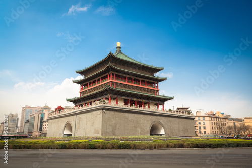 xian bell tower in the center of the ancient city