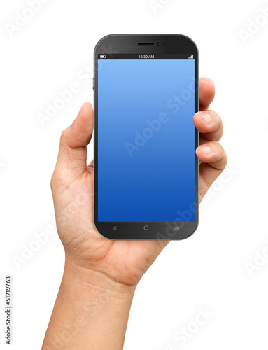 Hand holding A Big Screen Smartphone with blank screen